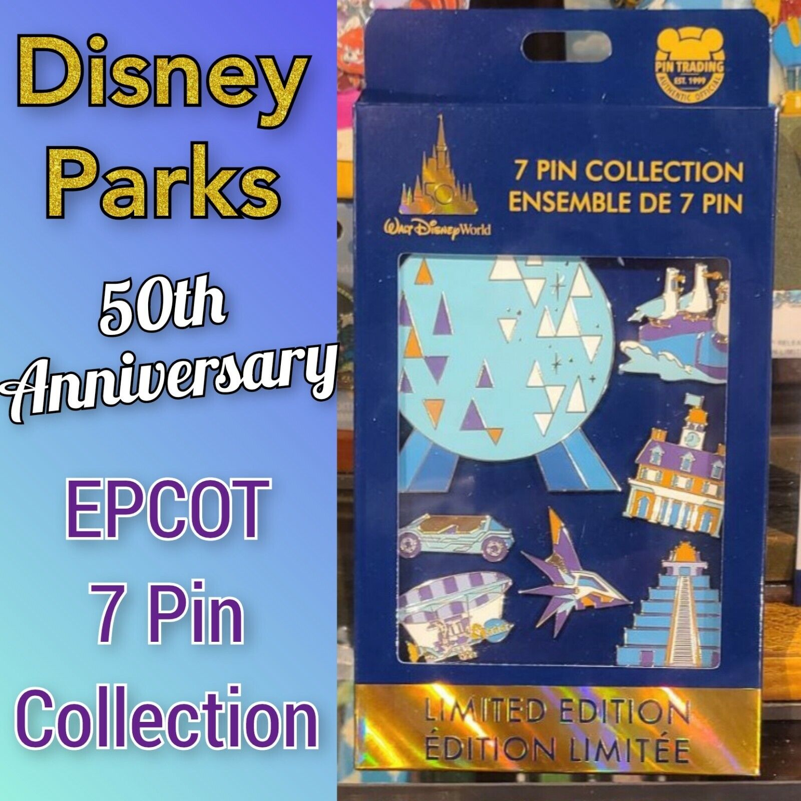 *EPCOT & Hollywood Studios Box Pin Sets* 2022 Walt Disney World 50th  Anniversary | eBay