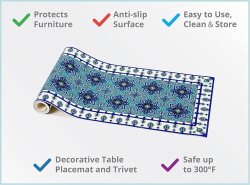 European Artist Designed Heat Resistant Runner - 53 x 14 Inch for Stylish Dining - Picture 4 of 7