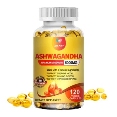 MENXI Ashwagandha KSM-66 5000mg - 120 Vegan Organic Root Extract High Strength Tablets