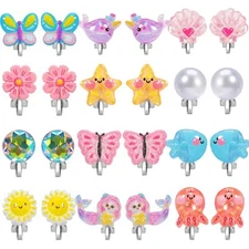 Clip on Earrings for Girls Kids Toddler Earrings Mermaid Butterfly Unicorn 