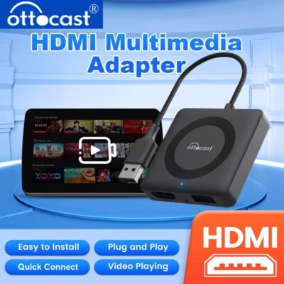 Ottocast Car TV Mate Pro Multimedia HDMI Input Wireless Carplay Adapter 2K USB