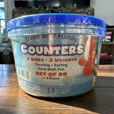 Three Bear Family Counters 3 Sizes/Weights/Colors Counting Sorting Set of 80 NEW