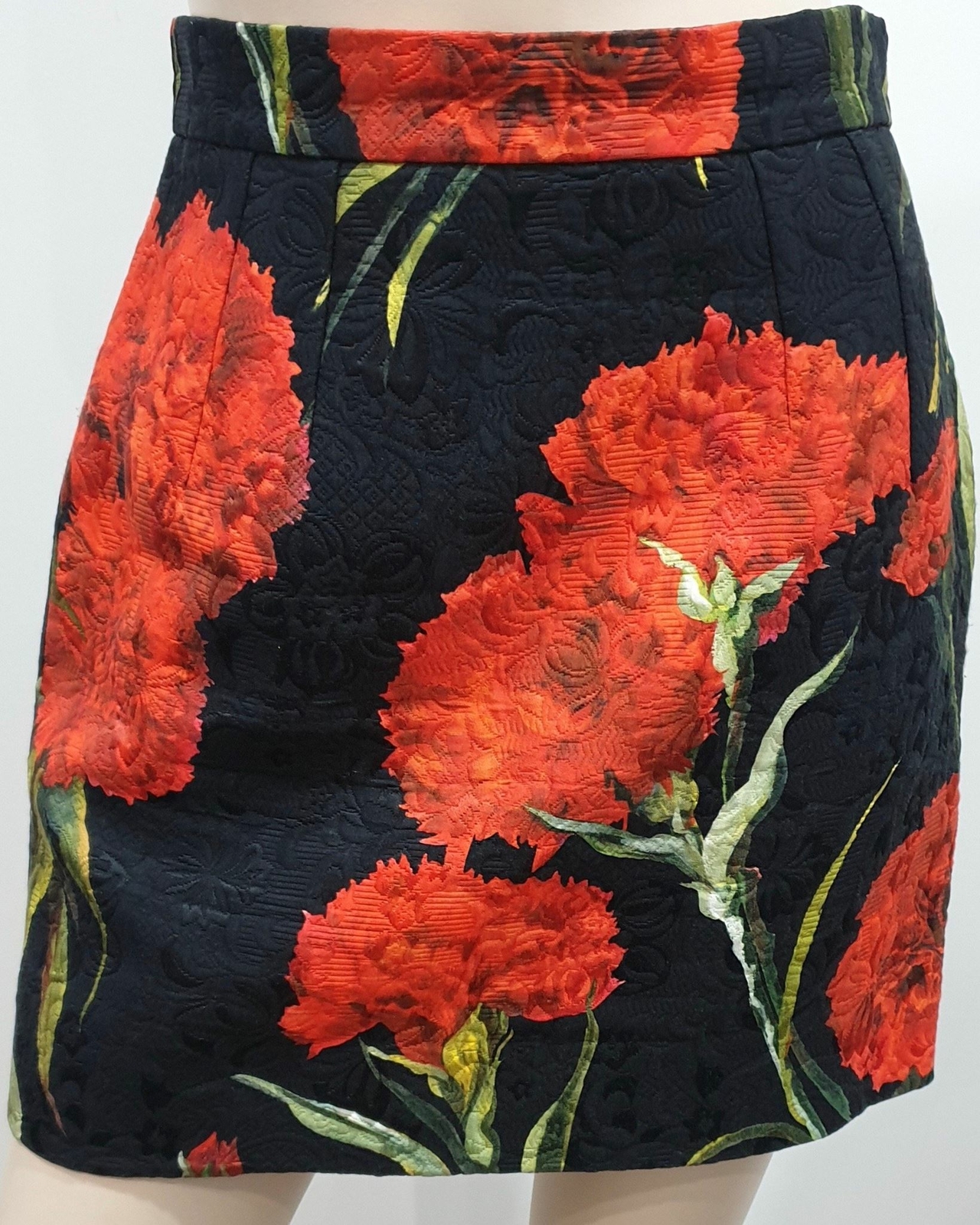 DOLCE & GABBANA Black Red & Green Bold Floral Pri… - image 2