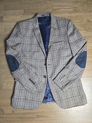 Truworths Man Slim Fit Sz 40 Blazer Sport Jacket Suit New Plaid Prof Patch  $200+
