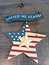 "United We Stand" Flag Wood Star Wall-Door Decor Patriotic 4th of July - 3 Avail