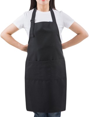 Black Professional Resist Water Adjustable Extra Long Bib Apron 3 Pockets Hom...