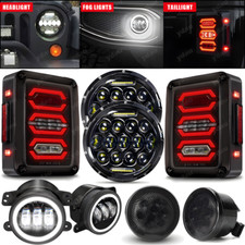 7 Halo Round Led Headlights Tail Lights Fog Light Turn Signal Combo For Jeep Jk
