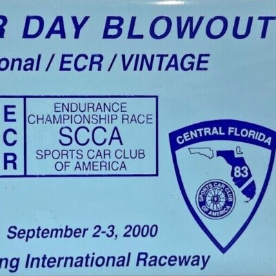 2000 Labor Day Blowout Race Vintage Car Sebring International Raceway Plaque