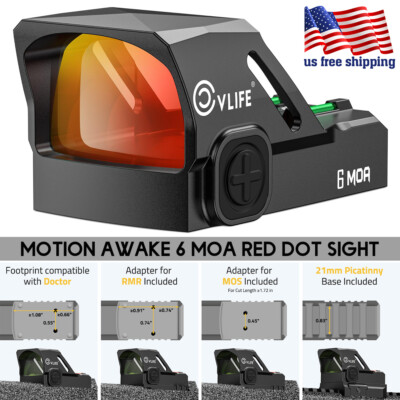 Motion Awake Open RefIex 6 MOA Red Dot Sight Red Reticle Integrated Fiber Optic