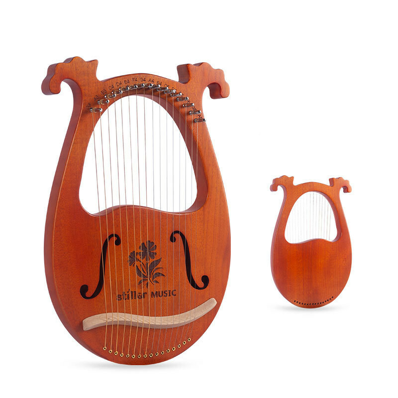 16String Lyre Harp Mahogany Lyre Instrument W Bag/Tuning Wrench Music