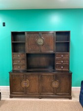 1950’s John Widdicomb Burled Walnut Credenza and Hutch