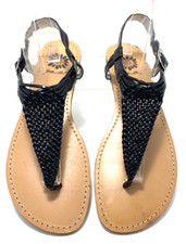 Yellow Box Synthetic Woven Thong Sandals Size 7.5 Black