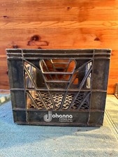 Johanna Farms Black Solid Plastic Square Milk Container Carrying Crate VTG