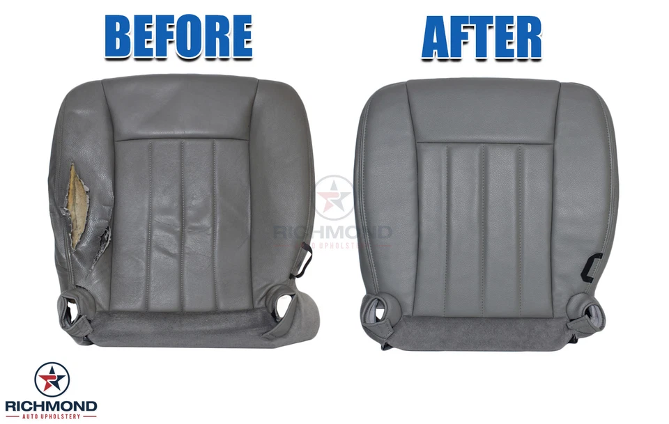 Para Dodge Dakota SLT 2005-2007 - Cubierta de asiento de cuero inferior del conductor gris pizarra mediana Foto 4 de 4