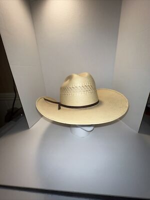 Tony Lama 10X Panama Straw 100% Cowboy Ribbon Tie Western