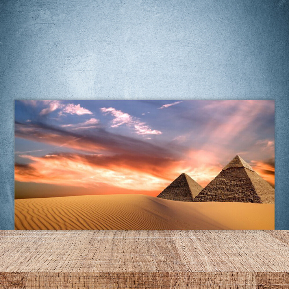 Panneau de protection mural en verre 100x50 cm motif Pyramides pour crédence de cuisine