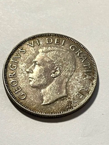 1950 Canada 50 Cents Silver Lines AU #12094