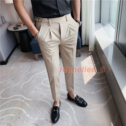 Pantaloni Gurkha da uomo tuta casual business retrò pantaloni formali sciolti vita alta - Foto 18 di 22