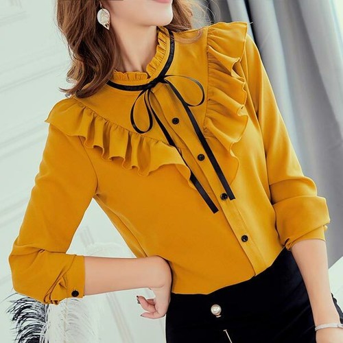 Women Chiffon Ladies Top Blouse Long 
