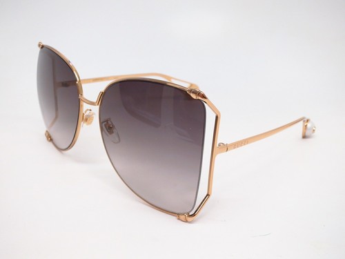 New Authentic Gucci GG0252S 002 Gold w/Grey Gradient Sunglasses  889652049588 | eBay