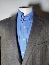 46L Brooks Brothers REGENT Brown Blue Herringbone Tweed Blazer Jacket Sport Coat