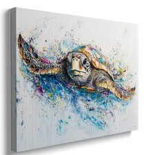 Framed Modern Sea Turtle Canvas Wall Art for Bathroom,Nautical Ocean Sea Turt...