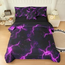 6pcs Lightning Comforter Set for Boys,Twin Size Bedding Twin-6pcs Lightning-a