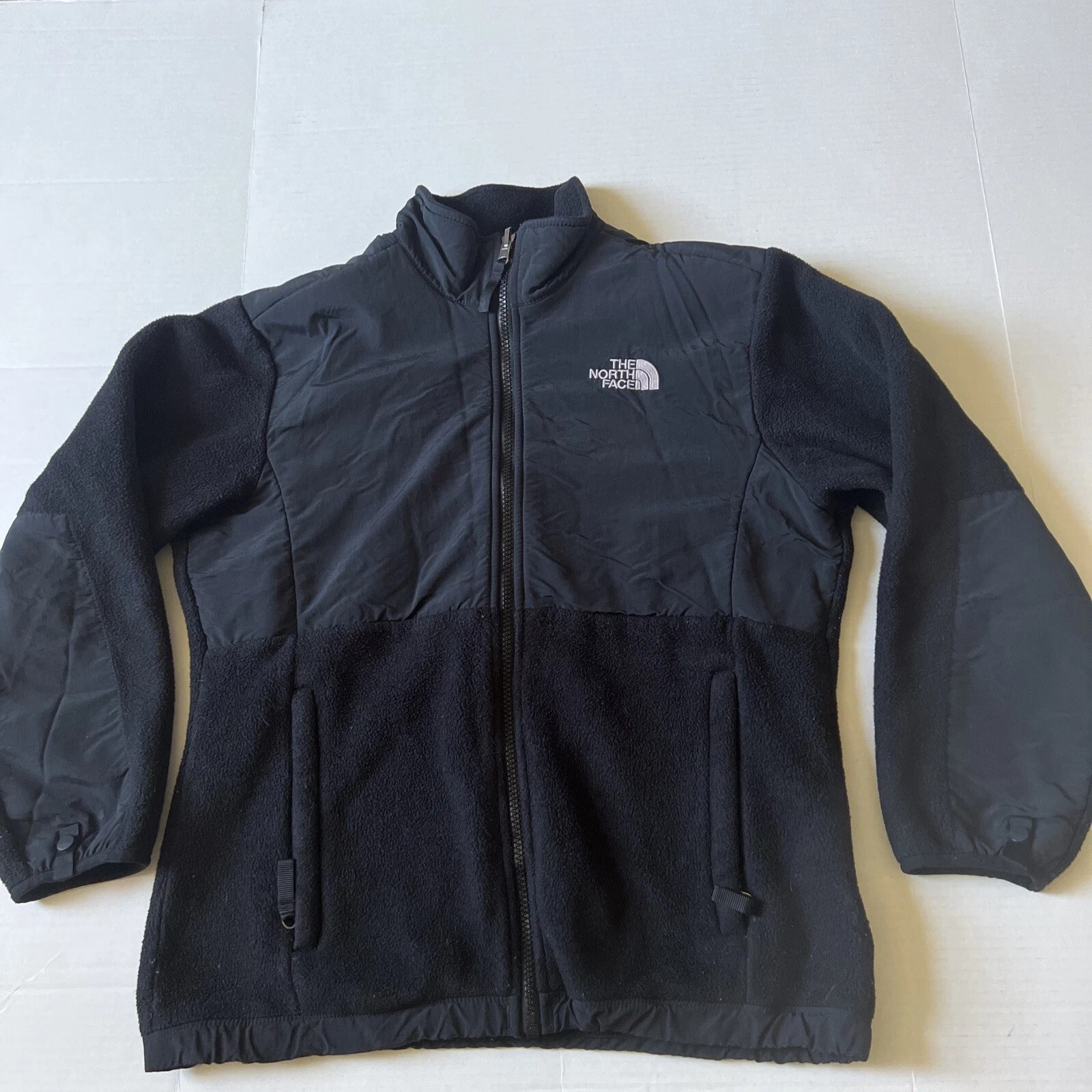 THE NORTH FACE Girls Sz L Polartec Denali Fleece Jacket Black Polyester Full Zip