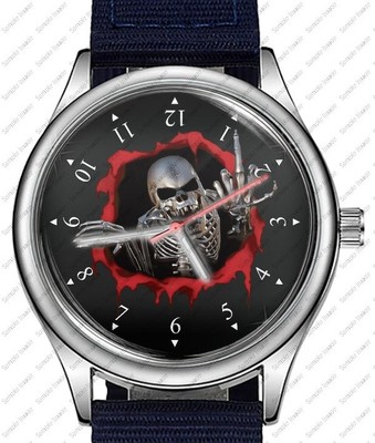 Funny Skeleton Showing Middle Finger Rude Trendy Wrist Watch Trendy 38mm Face...