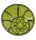 Vintage Indiana Glass Avocado Green Deviled Egg & Relish Tray Tree of Life #7703 — photo 2