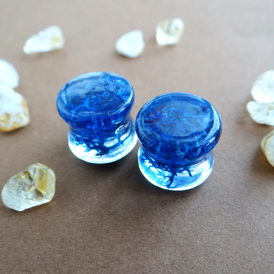 Blue men gauges Lichen jewelry Moss plugs and tunnels 00 plugs 4g earrings 2g 0g - Image 3 of 4