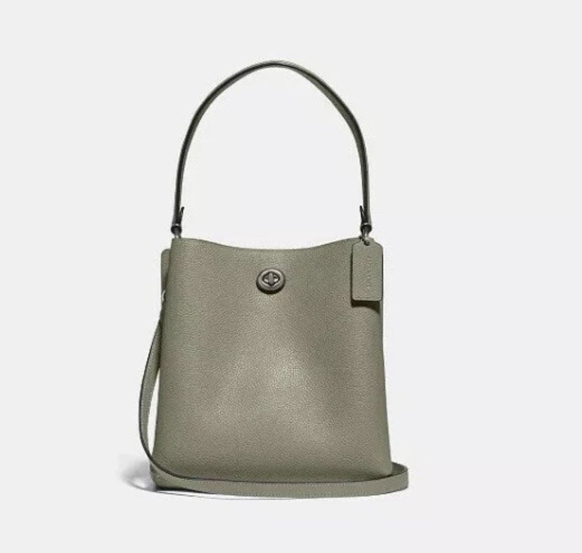 ❤️ Coach Charlie 89102 Bucket 21 Polished Pebble Light Fern/Silver Leather Bag