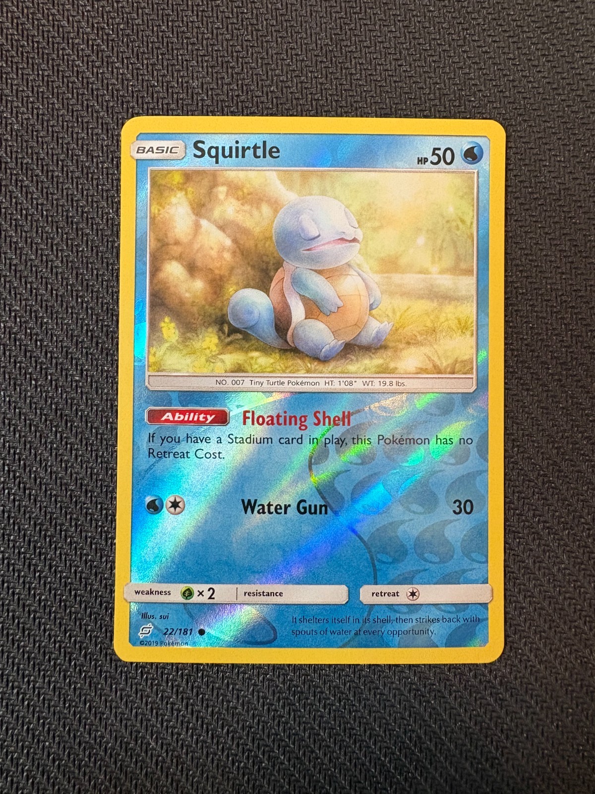 Squirtle 22/181 Reverse Holo Team Up Sun and Moon Pokemon Card