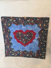 Handmade Quilt Wall Hanging Heart Floral Approx 15 X 15.5