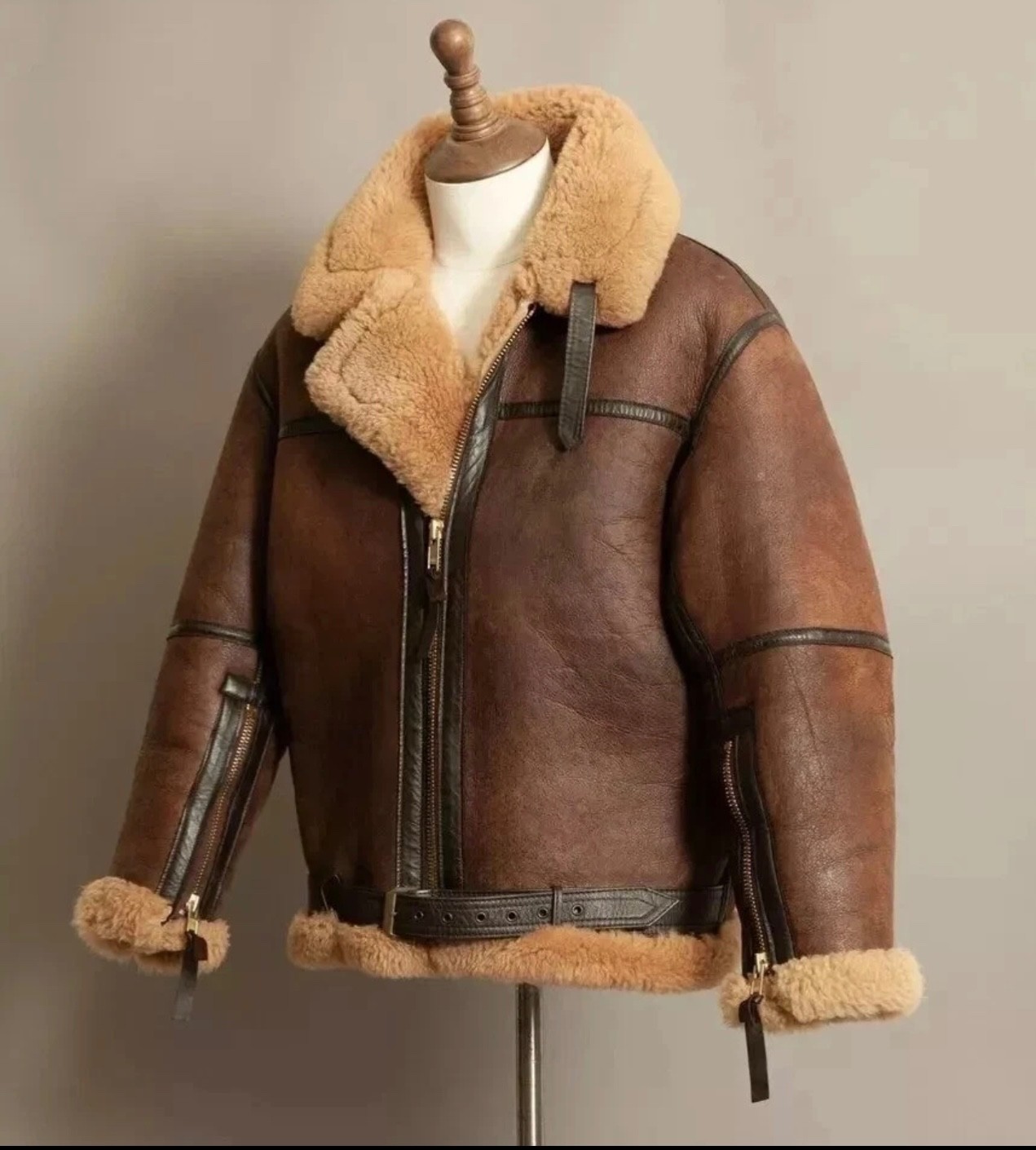 Men's B3 Irvin Winter Flying Jacket RAF Aviation Flight Leather Bomber Coat image 8