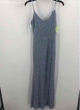 Windsor Womens Blue Wave Print Sparkle Scoop Neck Sleeveless Maxi Dress Size 9