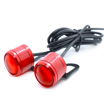 _Red Motorcycle LED Strobe Light Aluminum Alloy 12V 2W Flash Warning Brake Lamp