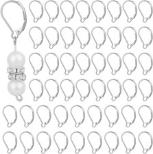 Leverback French Earring Hooks, Stainless Steel Clasp, Smooth Silver