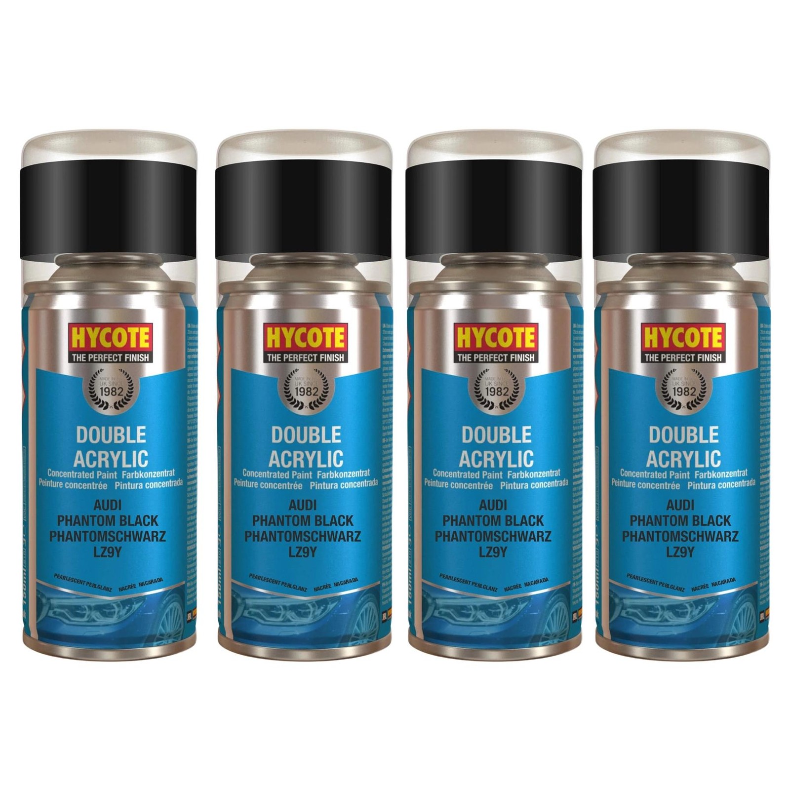 Hycote Colour Spray Paint XDAD507 Audi Phantom Black (Pearlescent) 150ml x4