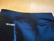 IVY PARK Women's Black High Rise Cropped Yoga Leggings Logo Elastic Waist S