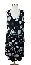 Chalet et Ceci Black Mesh Layered Lagenlook Dress Size Large Made in USA