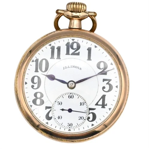 ANTIQUE GENTS ILLINOIS BUNN SPECIAL RAILROAD GRADE POCKETWATCH GOLD FILL c1921