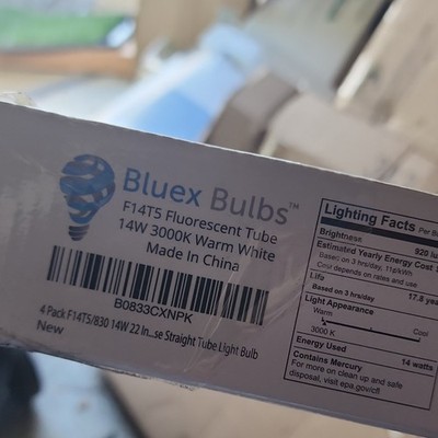 Bluex Bulbs F14T5/830 14W T5 Fluorescent Tube 3000K Warm White 4 Pack 920lm