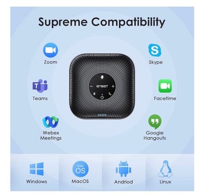 Conference Speakerphone M0 Plus, 4 AI Mics 360° Voice Pickup, Noise Reduction