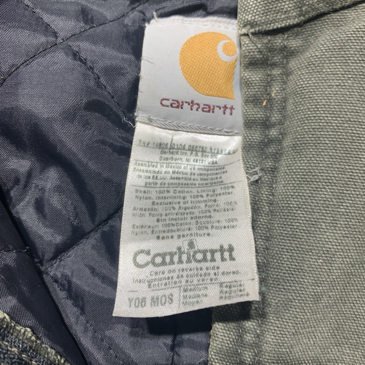 Carhartt Jacket Coat Green Y06 MOS boys quilt lined
