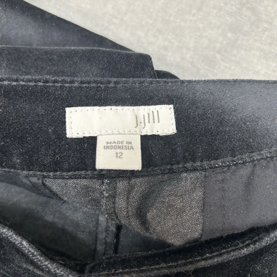 J. Jill Women's Velour Velvet Pants Size 12 Black Straight Leg Ankle Slacks - Image 4 of 4