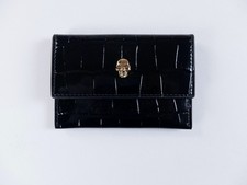  NO CUSTOMS TAX ALEXANDER MCQUEEN Skull black croc effect leather card holder