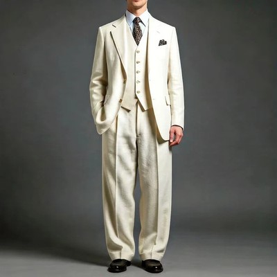 Summer Linen Men Suit Casual Formal Business Wedding Groom Tuxedo Coat Pant Vest