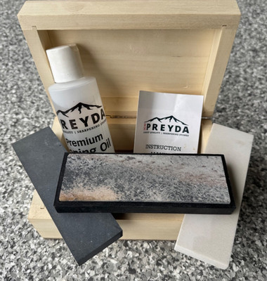 Preyda 3 Stone Sharpening Kit,  Arkansas Stones Hard Black Hard Soft in Wood Box