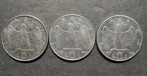 1939 1940 1941 Italy 1 Lire Lira Lot Of 3 Complete Series World Coins Dealer